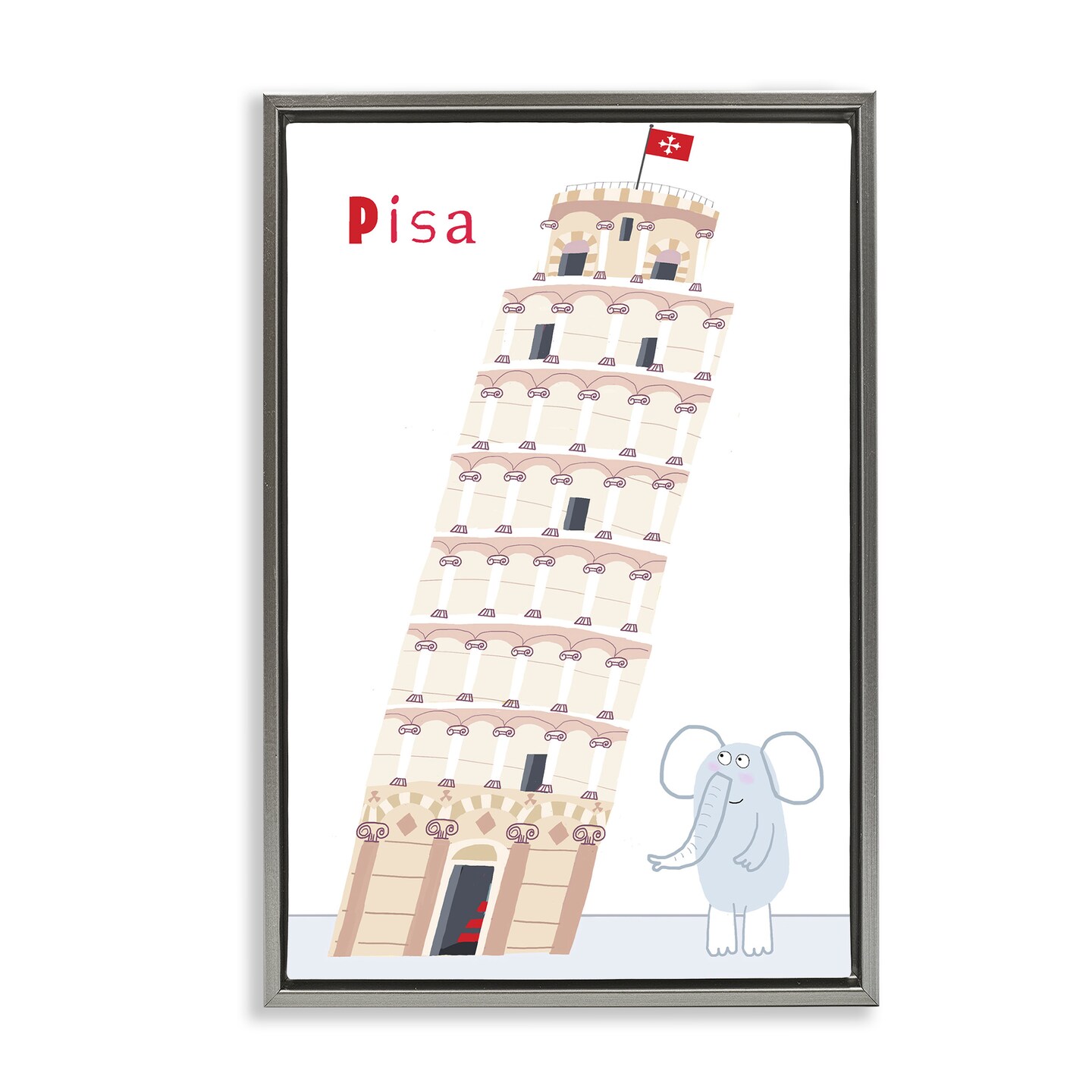 Stupell Industries Elephant & Leaning Tower Pisa Floating Frame, design by Carla Daly