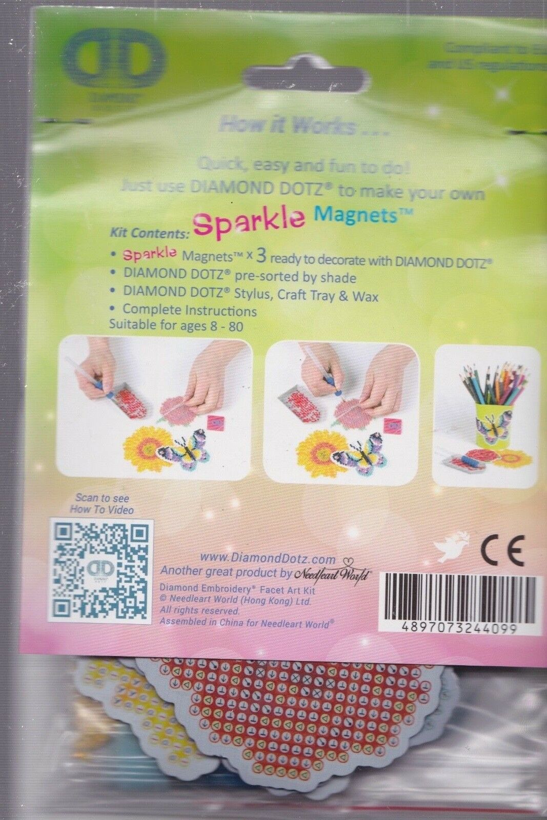 DIY Diamond Dotz Classic Flower Butterfly Magnet Facet Kids Bead Craft Kit 50002