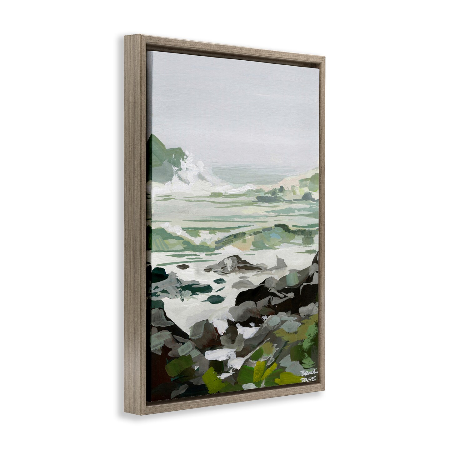 Stupell Industries Coastal Waves & Rocks Impression Floating Frame, design by Brook Page