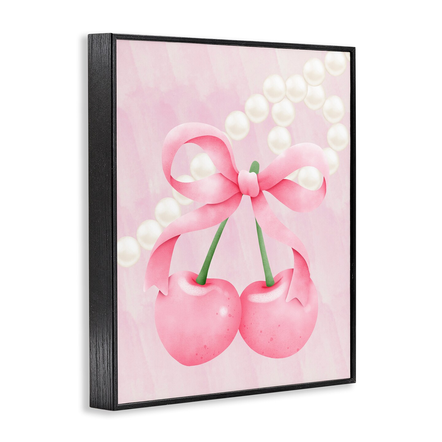 Stupell Industries Pastel Cherries with Pearls Framed Giclee, design by Jesse Keith
