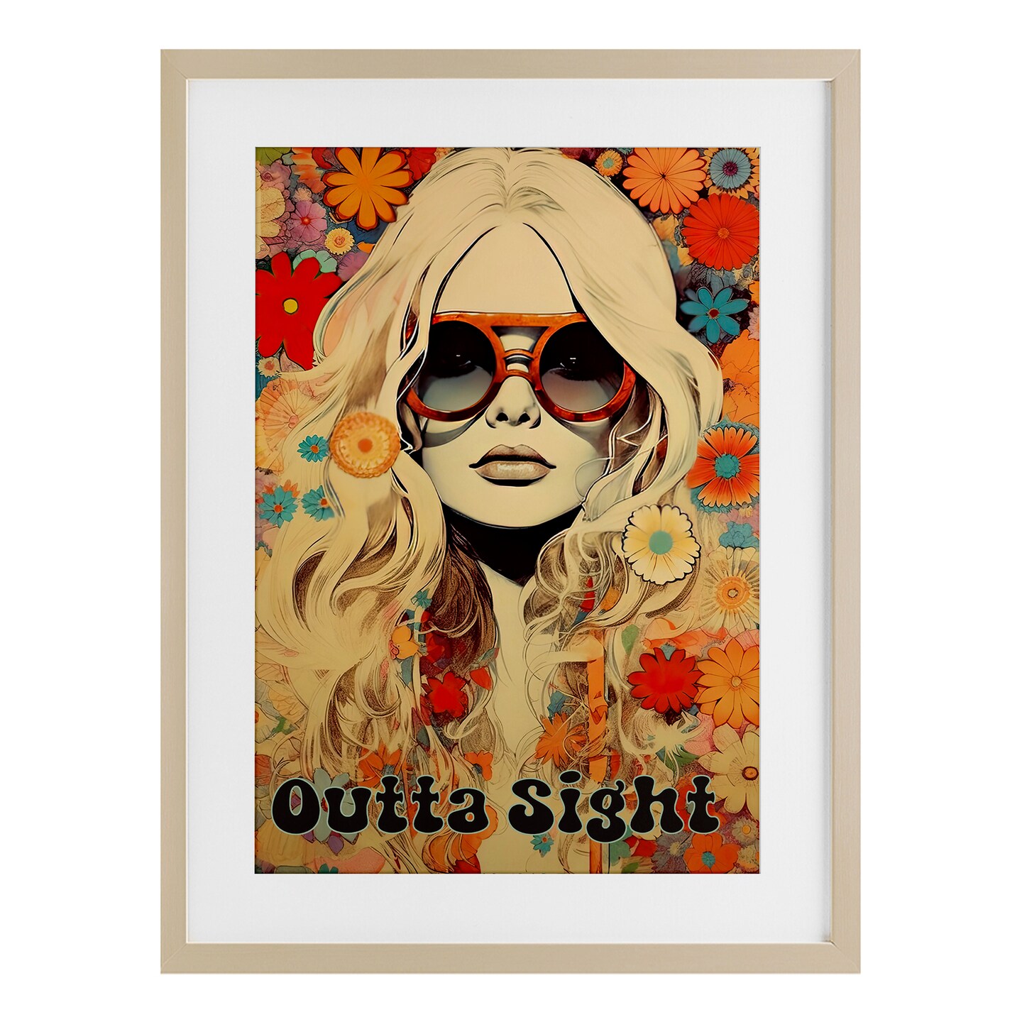 Stupell Industries Outta Sight Hippie Girl Framed Print Under Glass, design by Sasha