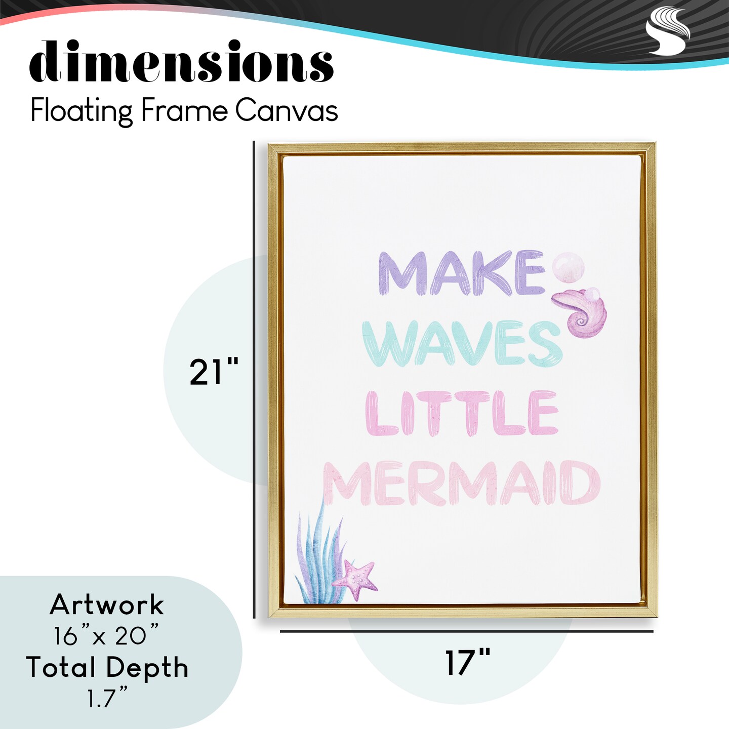 Stupell Industries Make Waves Little Mermaid Floating Frame, design by Kim Allen