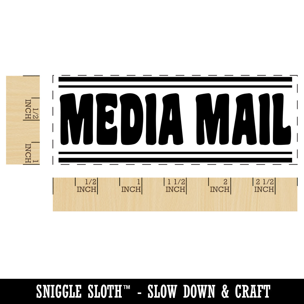 Media Mail Border Top Bottom Self-Inking Rubber Stamp Ink Stamper for Business Office