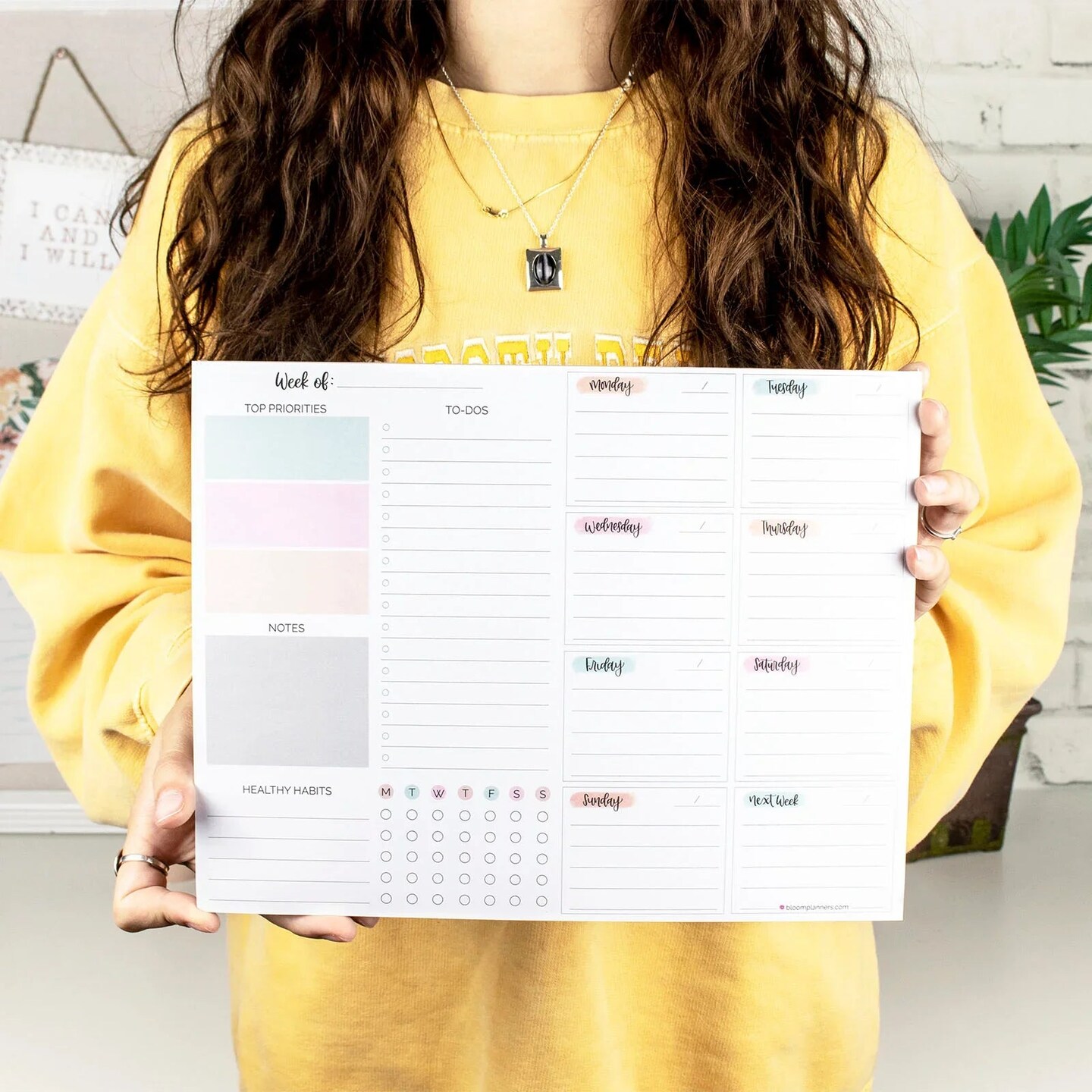 bloom daily planners Planning Pad, 8.5" x 11", Weekly To-Do List & Planner, Pastel