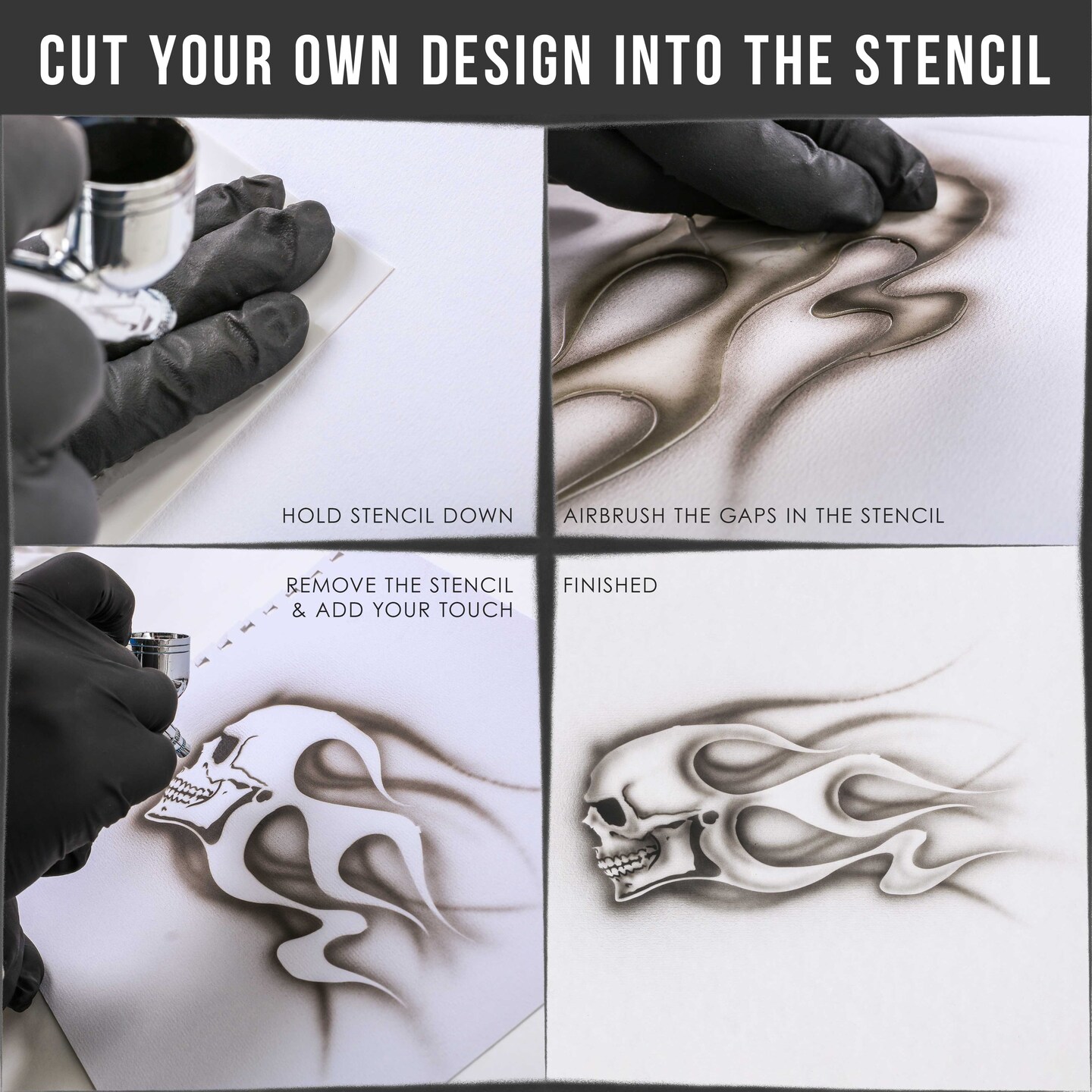Custom Shop 8&#x22; x 10&#x22; Airbrush Stencil Blanks (Pack of 3 Sheets) - Make, Cut Your Own Stencil Designs - Thick Reusable Mylar