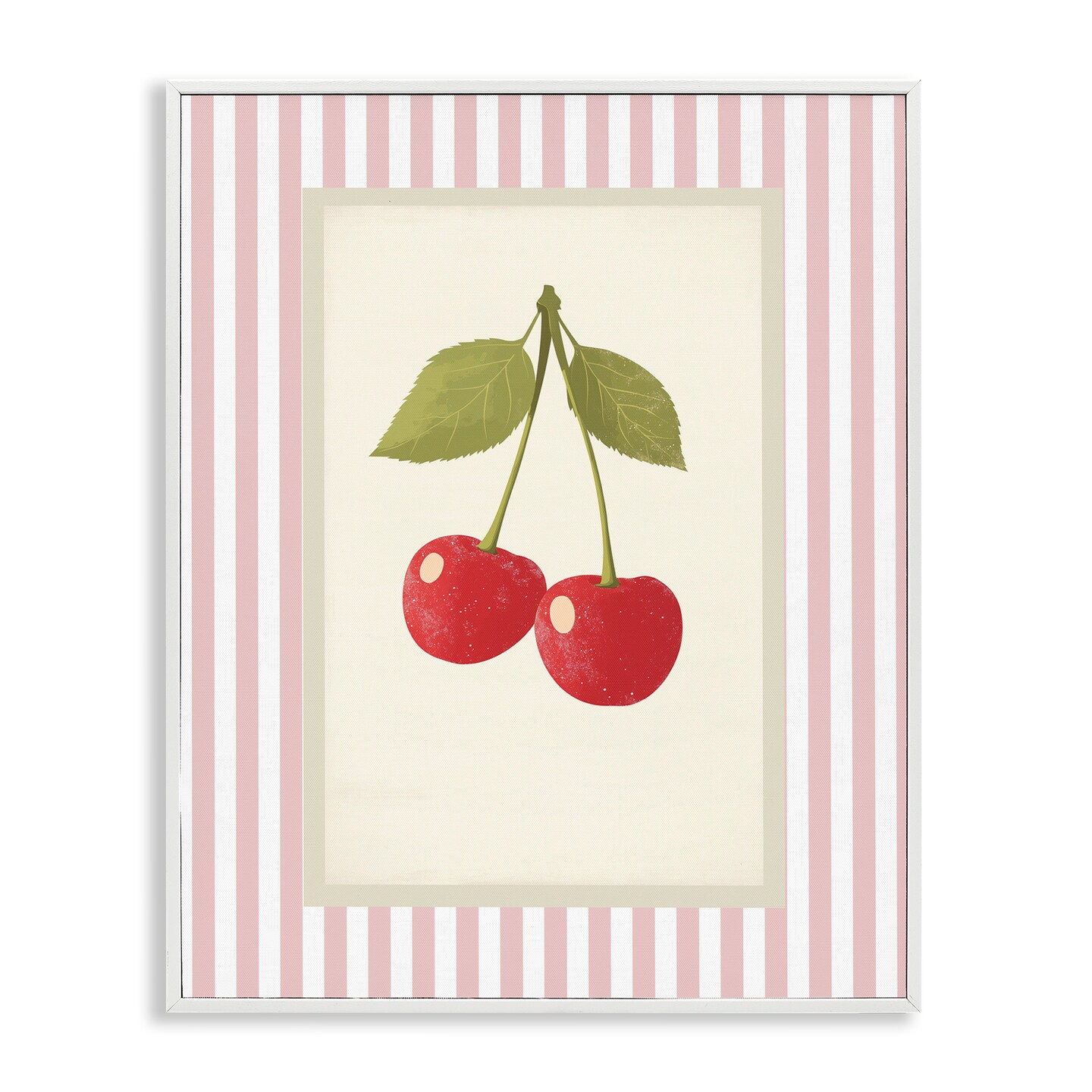 Stupell Industries Delicate Cherries on Stripes Framed Giclee, design by Christine Simpson Art
