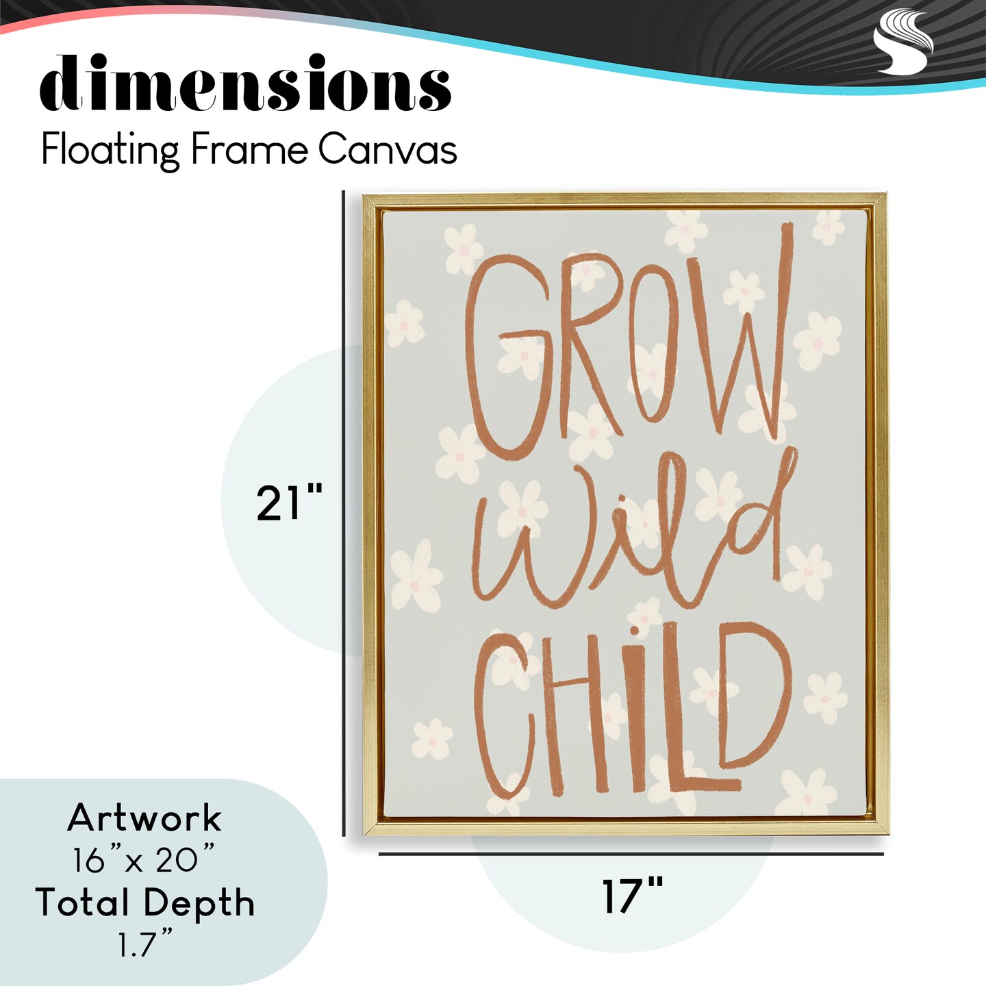 Stupell Industries Grow Wild Child Flowers Floating Frame, design by Katie Griggs