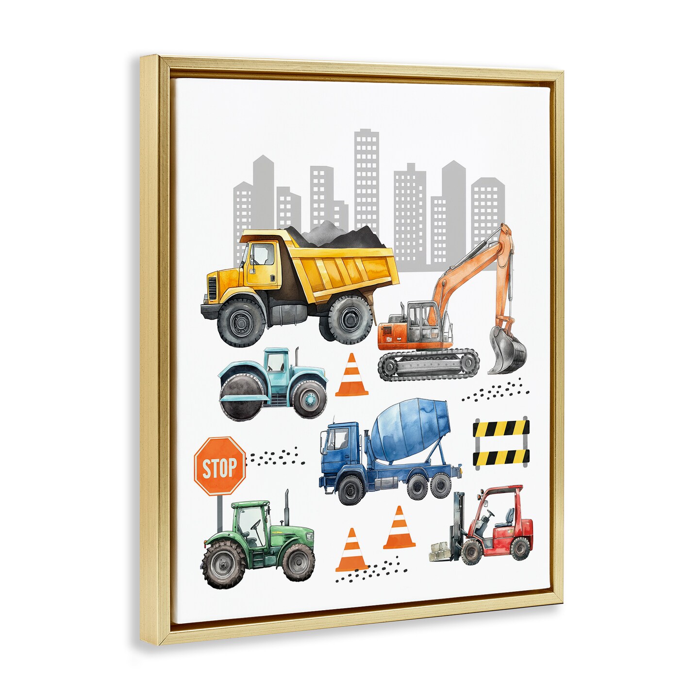 Stupell Industries Keep Moving Construction Vehicles Floating Frame, design by Christine Simpson Art