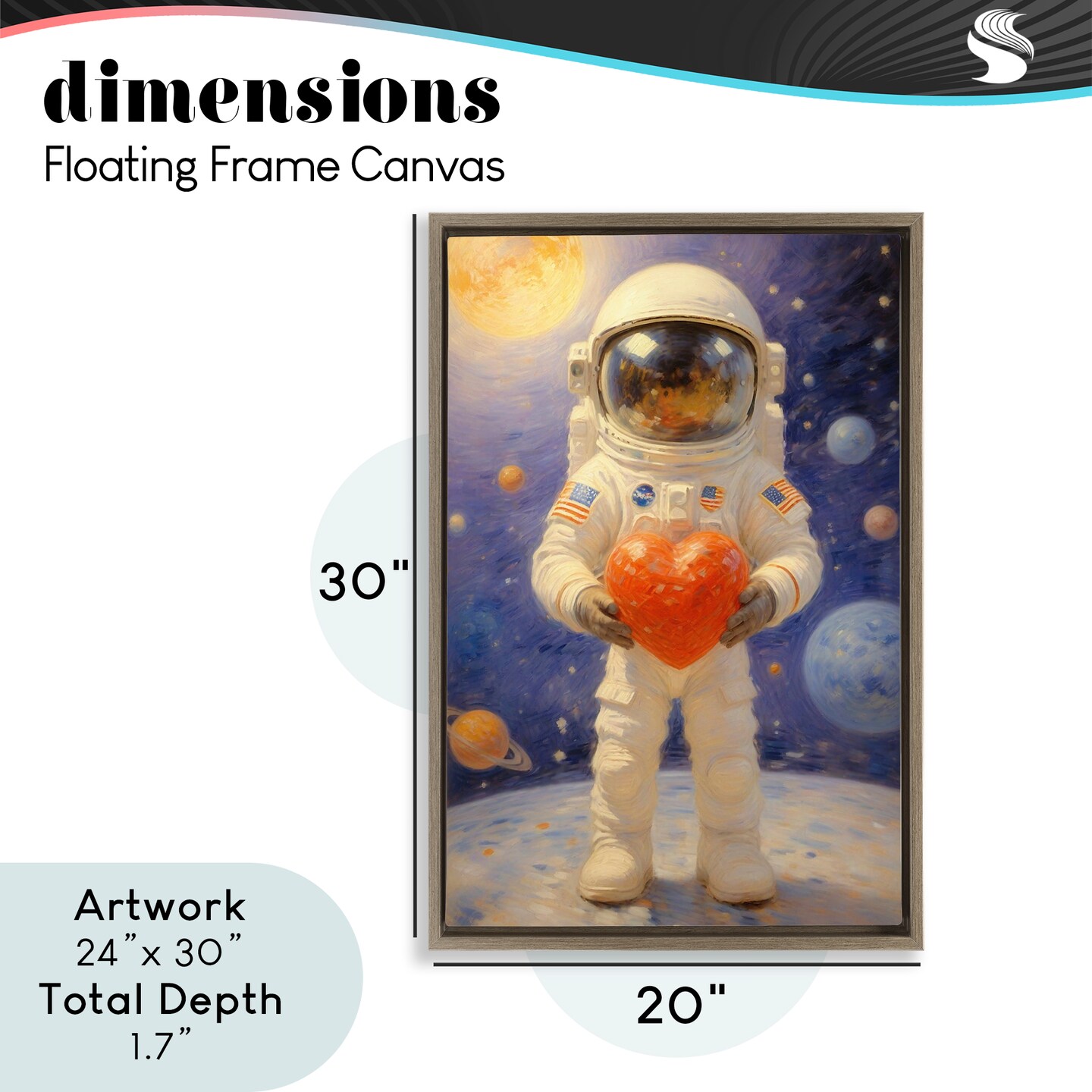 Stupell Industries Astronaut Holding Heart Floating Frame, design by Angie Hawke