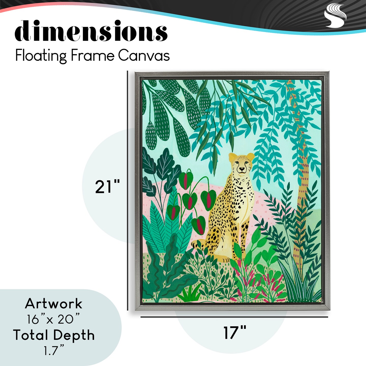 Stupell Industries Stoic Leopard Tropical Forest Floating Frame, design by Nabeela Rumi