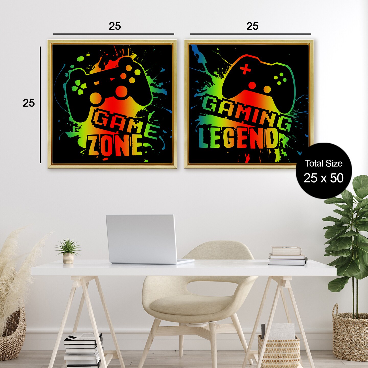 Stupell Industries Gradient Gaming Phrases 2pc Floating Frame Set, design by Marcus Prime