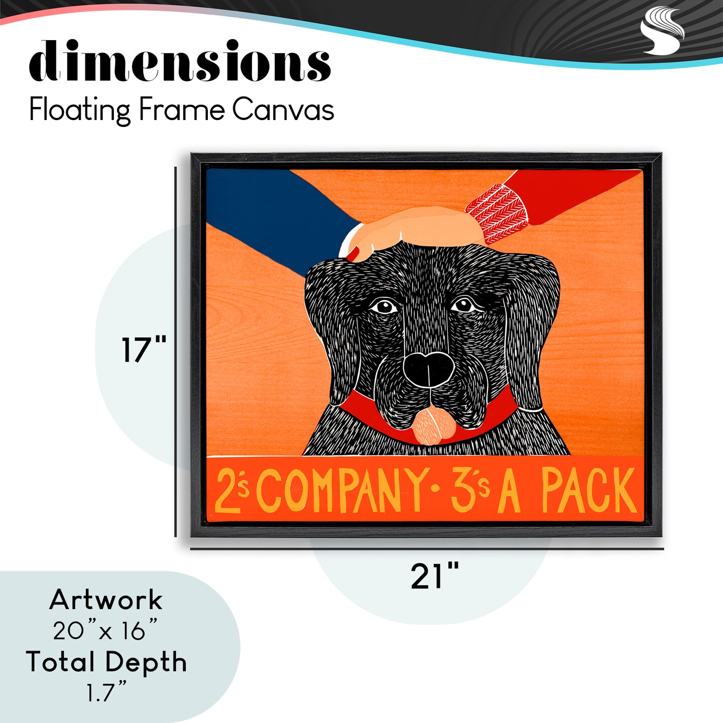 Stupell Industries 2's Company Dog Floating Frame, design by Stephen Huneck