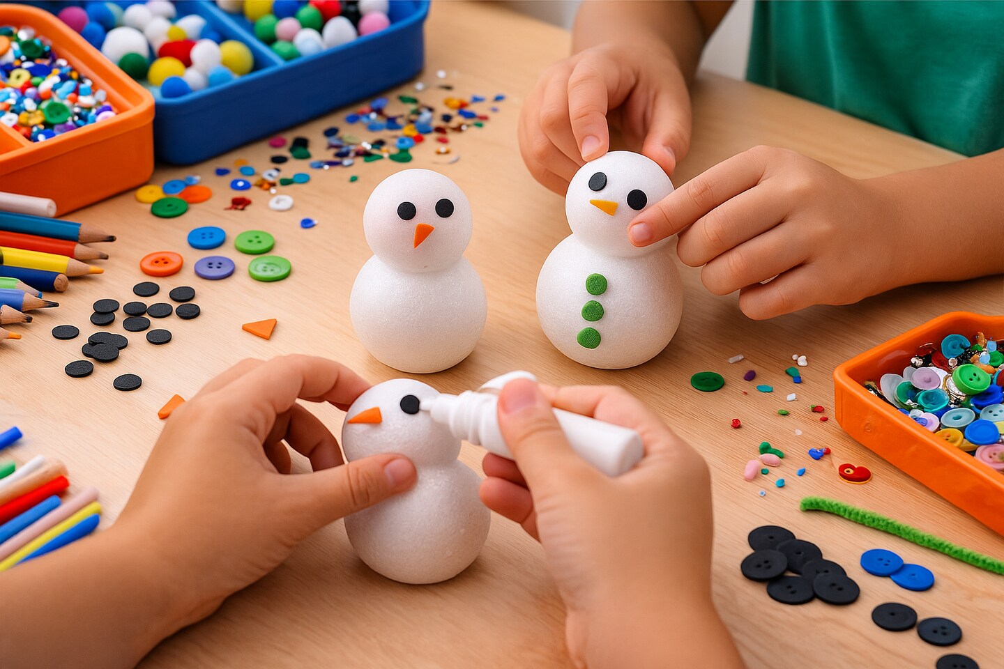 DIY Foam Snowman Craft Shapes 3.5" – 20 Pack | Kids Winter Craft Kit | Classroom & Holiday Art Projects