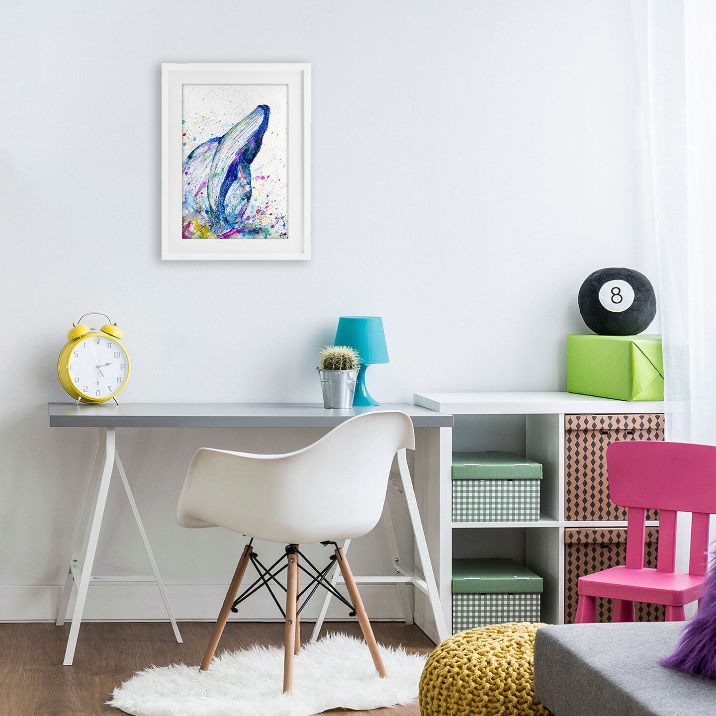 Stupell Industries Breech Whale with Splatter Framed Print Under Glass, design by Marc Allante