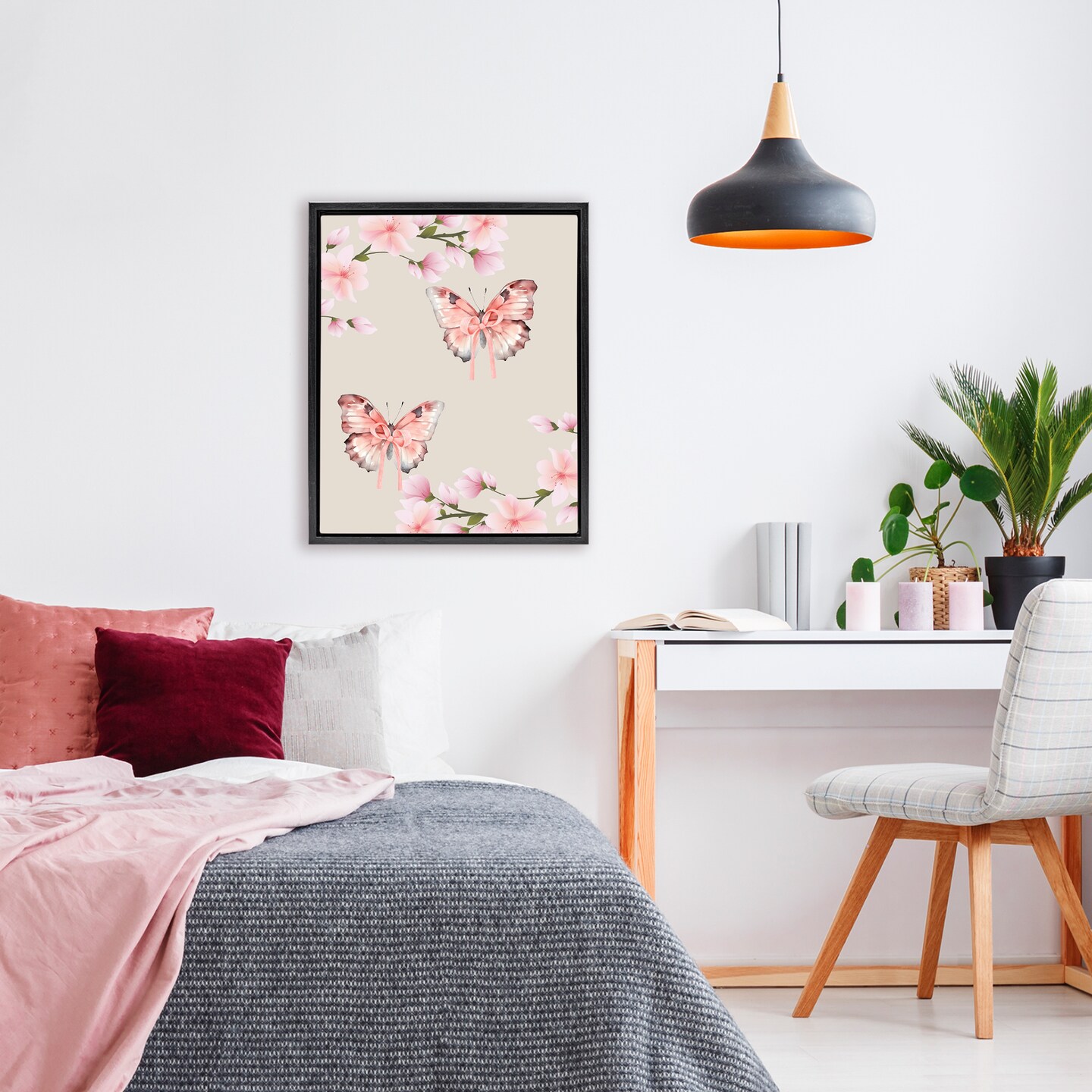 Stupell Industries Butterflies In Bows Floating Frame, design by Jesse Keith