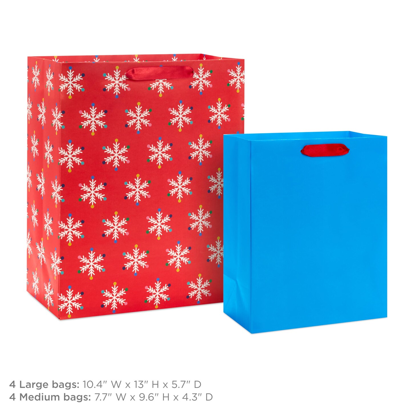 Holiday Gift Bag Assortment (8 Bags: 4 Medium 9", 4 Large 13")