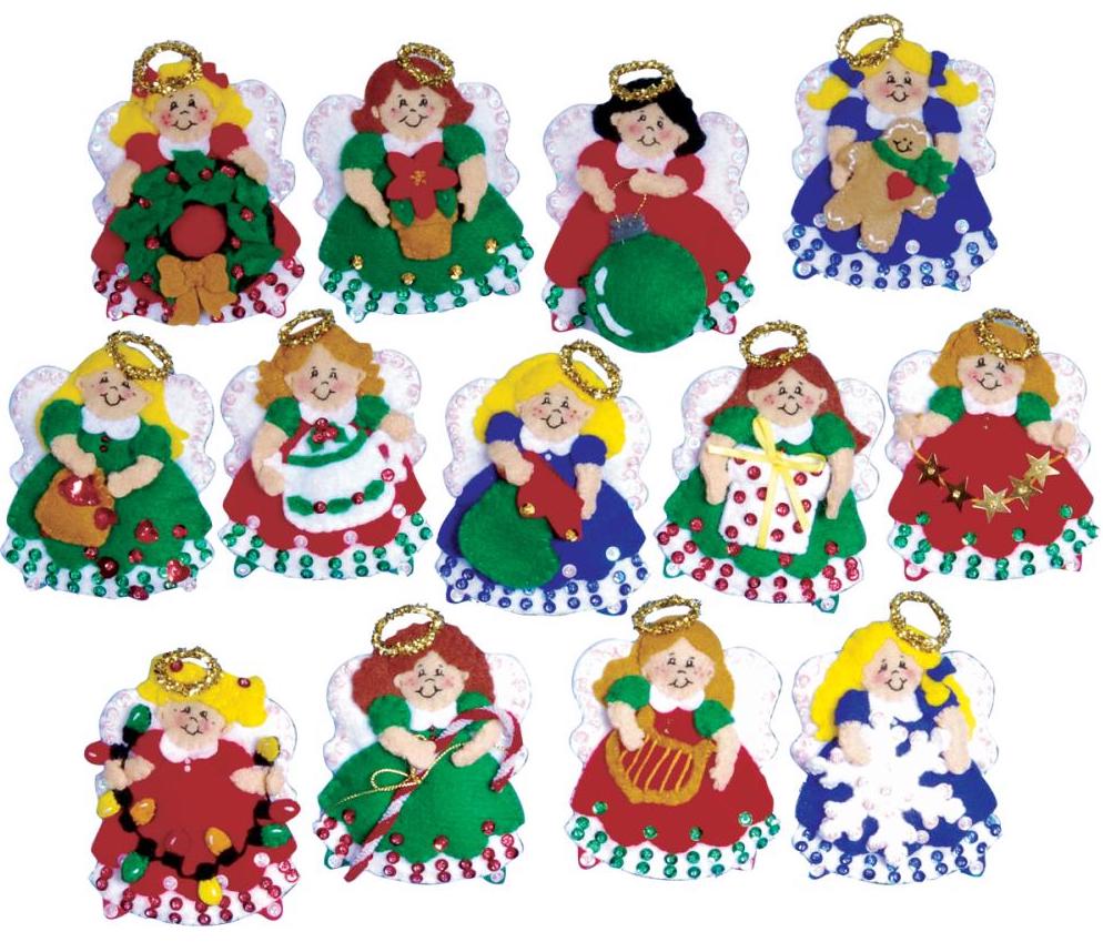 DIY Design Works Lots of Angels Christmas Tree Holiday Felt Ornament Kit 5395