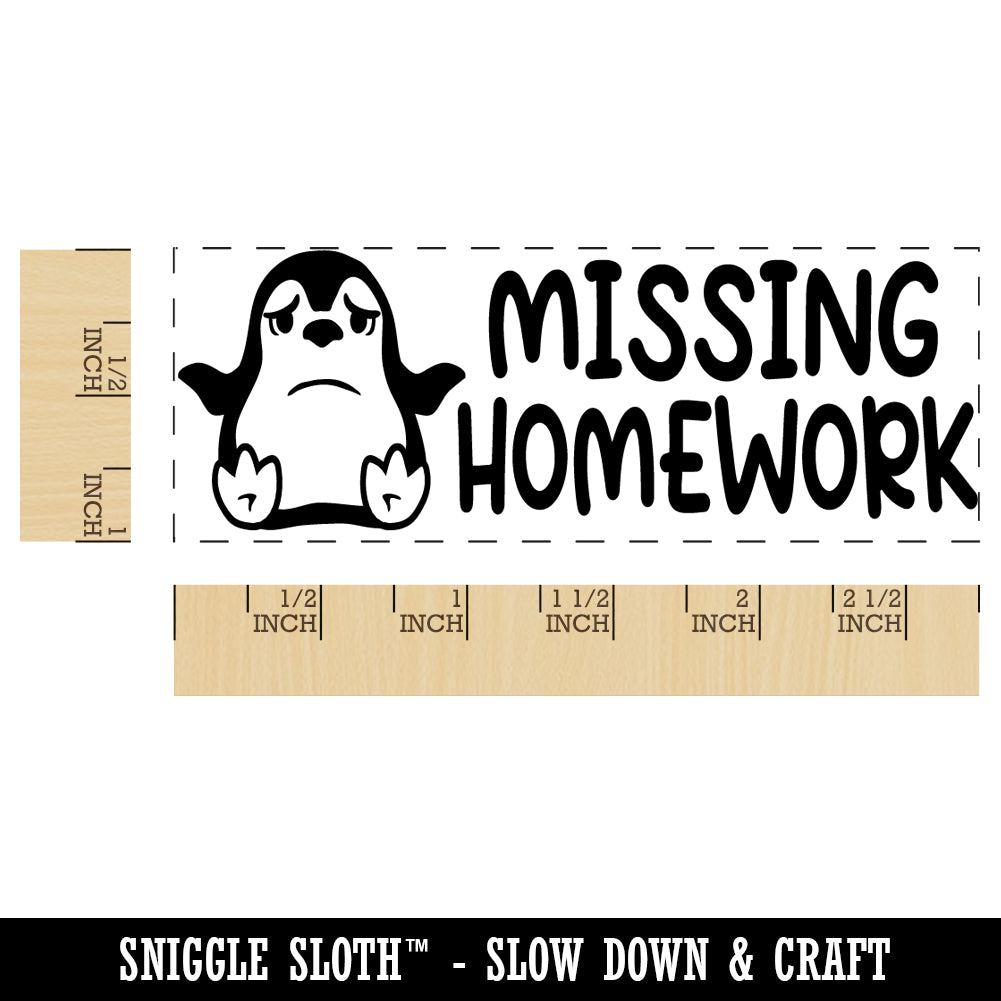 Missing Homework Penguin Teacher Student School Self-Inking Rubber Stamp Ink Stamper