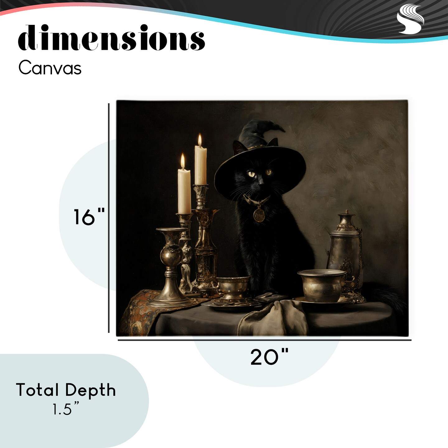 Stupell Industries Vintage Witchy Black Cat Canvas, design by Arlington Prints