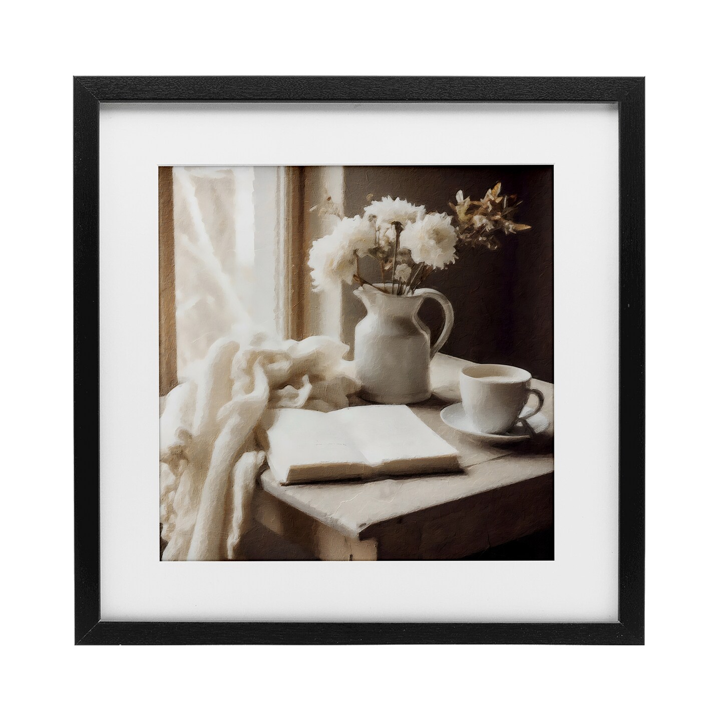 Stupell Industries Neutral Morning Coffee Journaling Framed Print Under Glass, design by Riley B