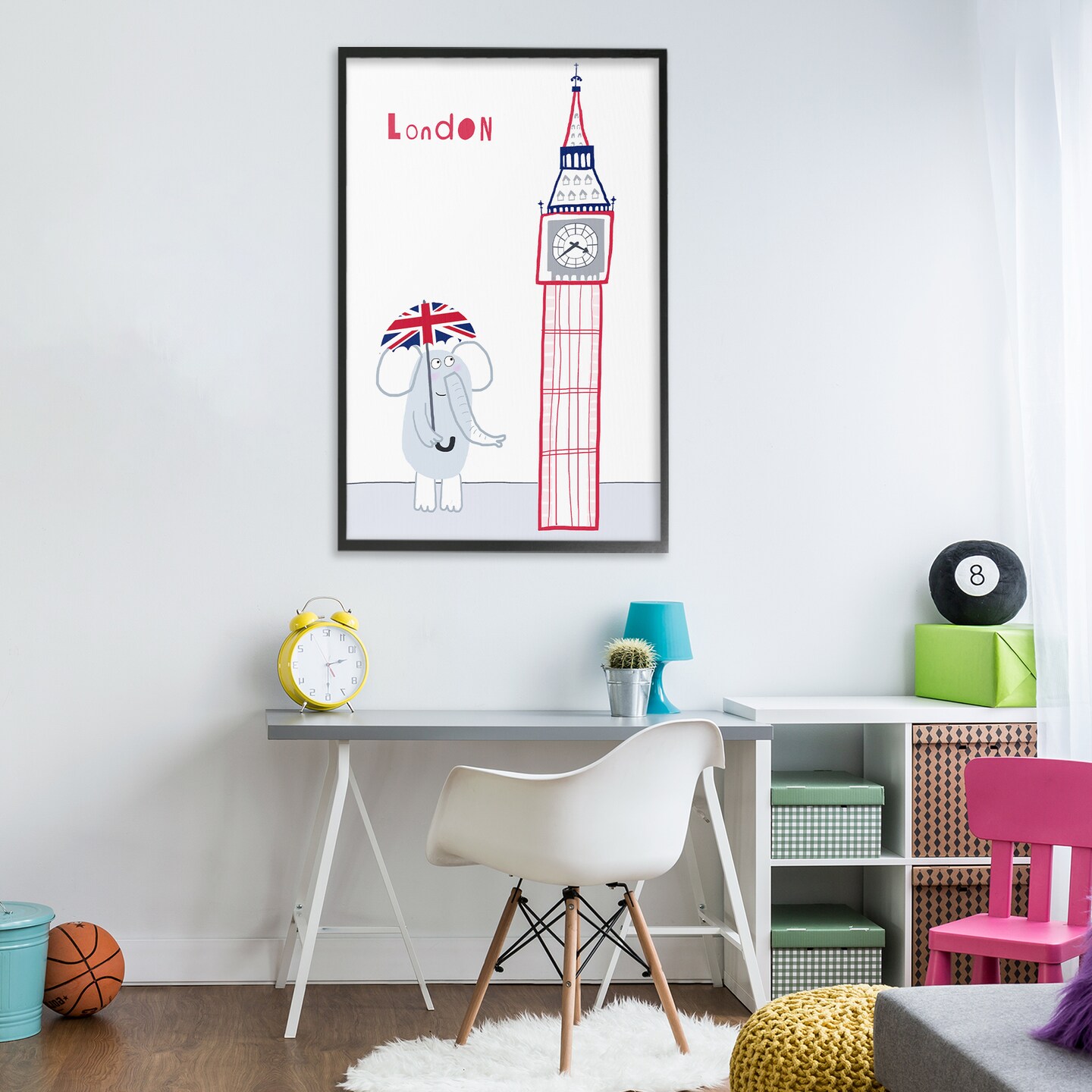 Stupell Industries Elephant & Big Ben London Framed Giclee, design by Carla Daly