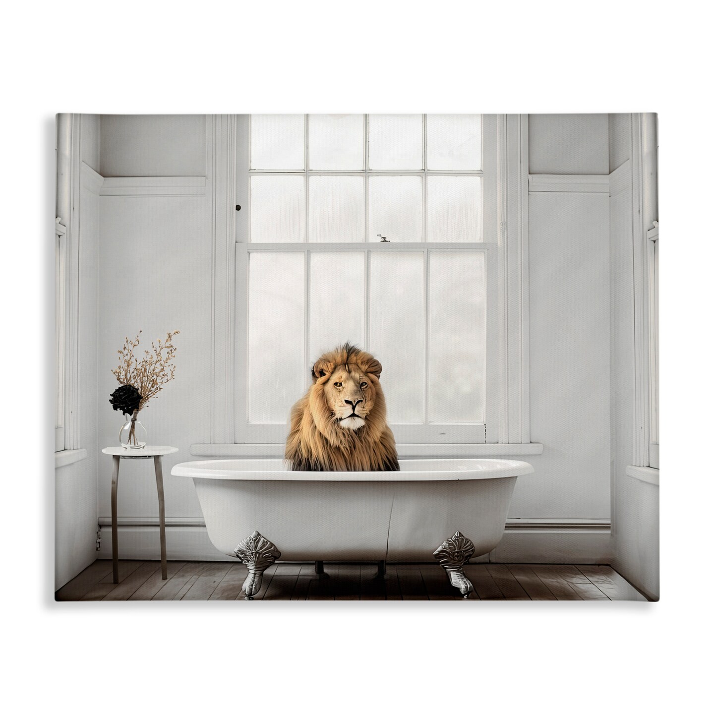 Stupell Industries Minimalist Lion Bathtime Canvas, design by Sasha