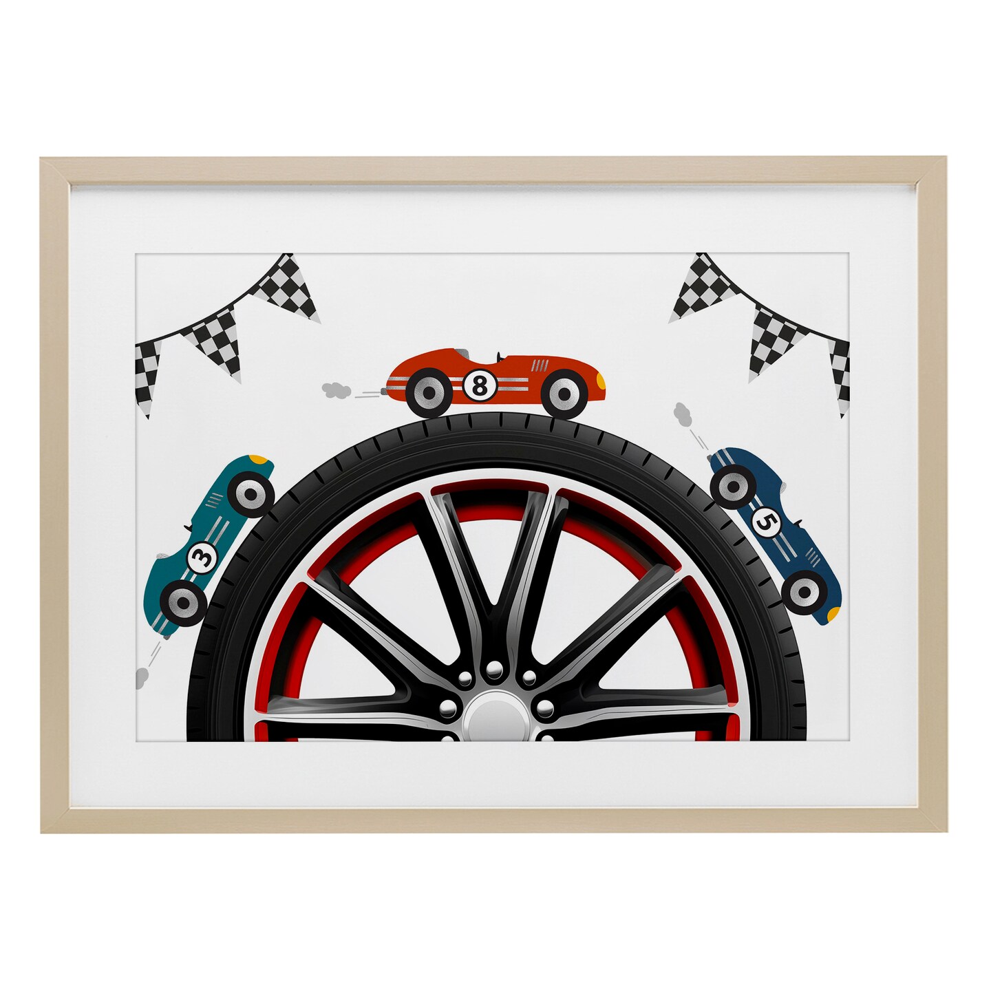 Stupell Industries Racing Around Wheel Framed Print Under Glass, design by Christine Simpson Art
