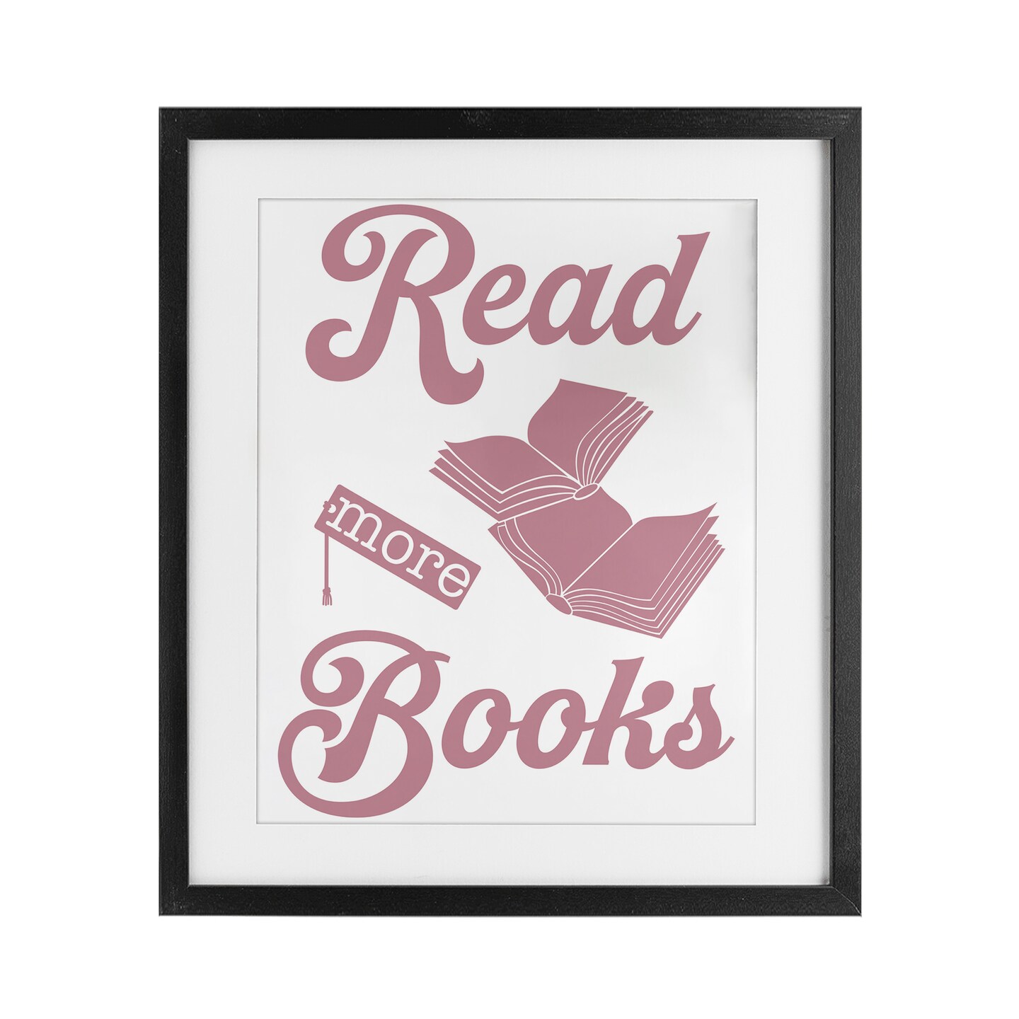 Stupell Industries Read More Books Pink Framed Print Under Glass, design by Marcus Prime