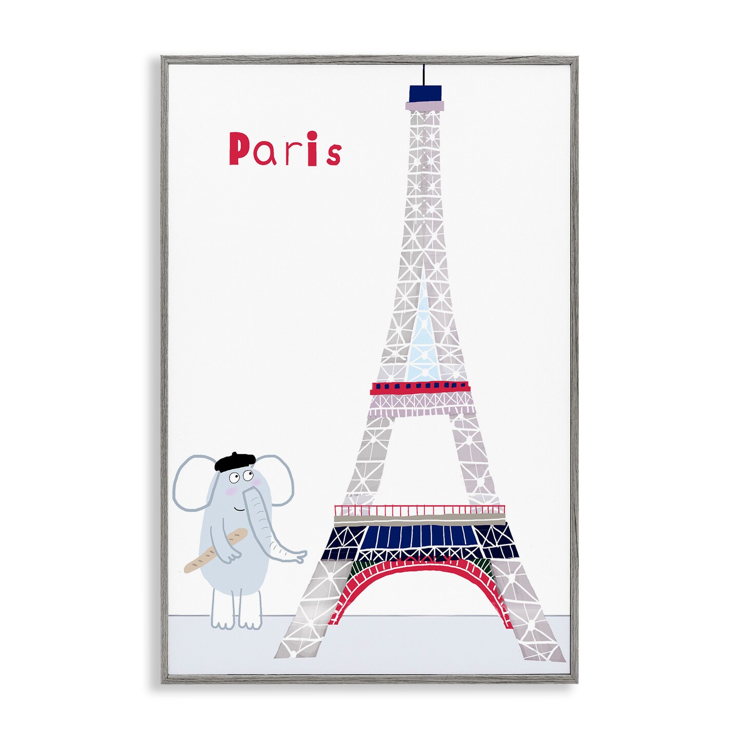 Stupell Industries Elephant & Eiffel Tower Framed Giclee, design by Carla Daly