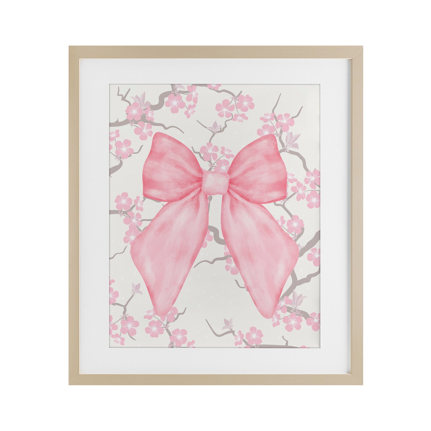 Stupell Industries Cherry Blossom & Ribbon Framed Print Under Glass, design by Jesse Keith
