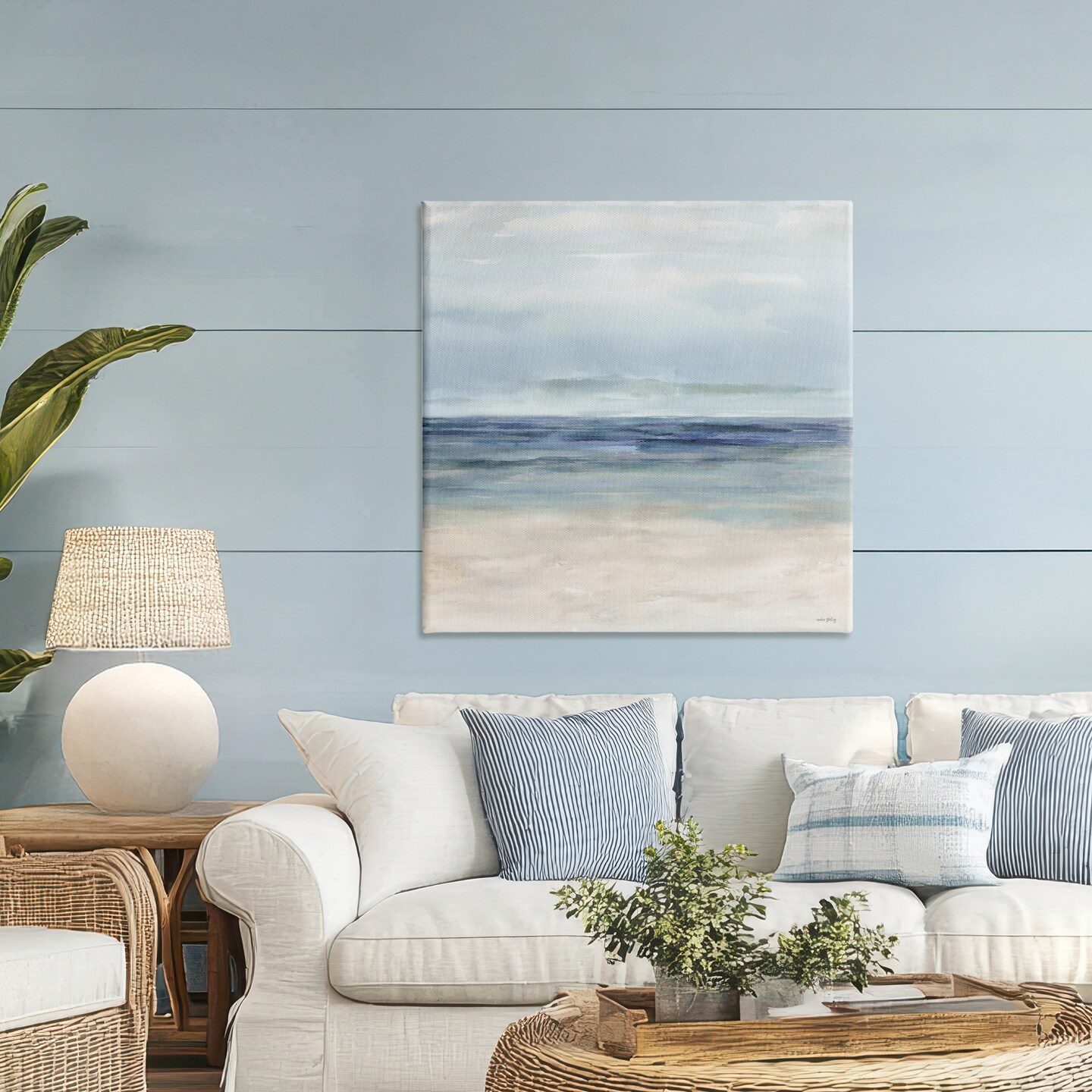 Stupell Industries Soft Aqua Coastline Canvas, design by Amber Sterling