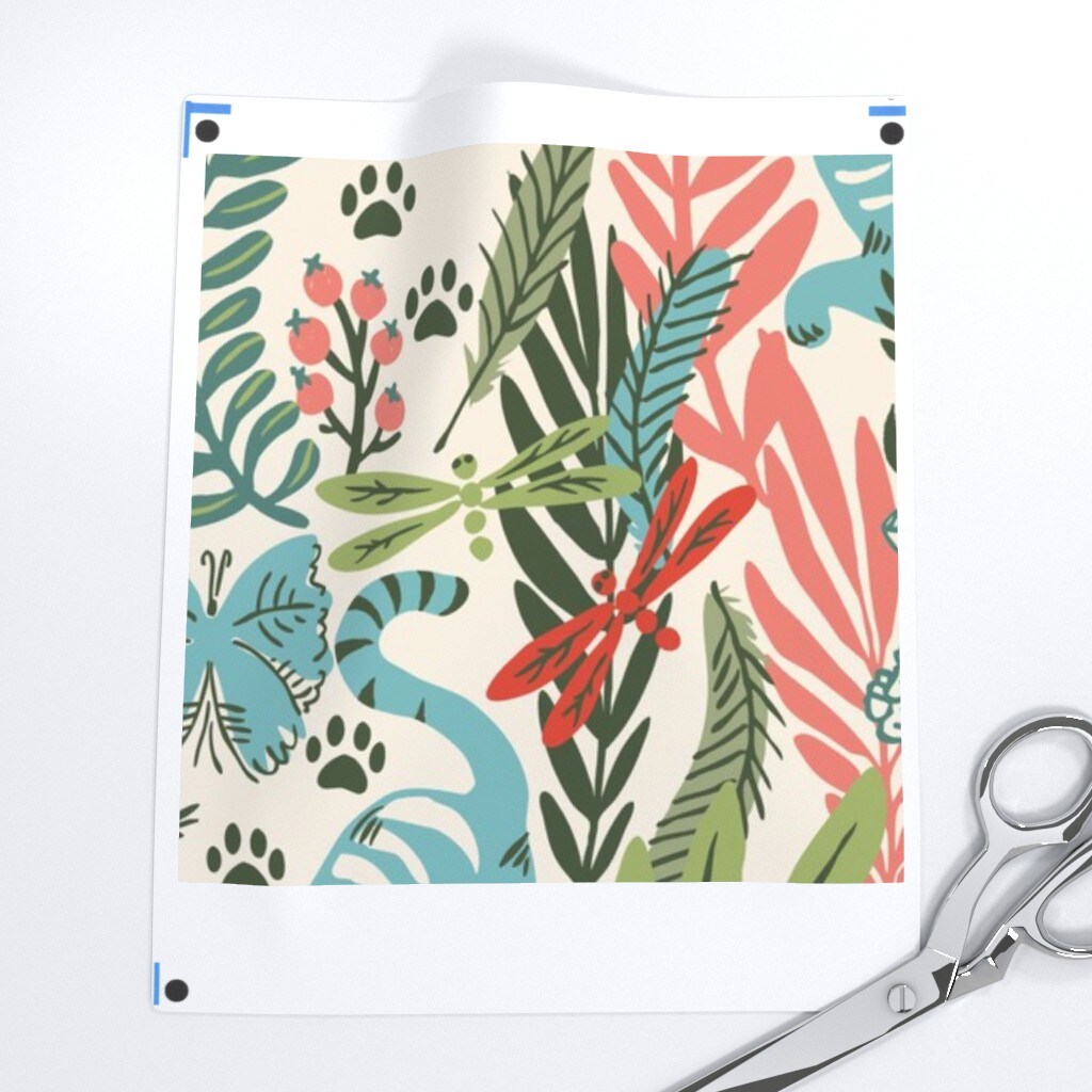 Happy Cats Botanical Bright Pastel Colorful Cheerful Custom Printed Fabric by Spoonflower Various Fabrics by the Yard or Fat Quarter