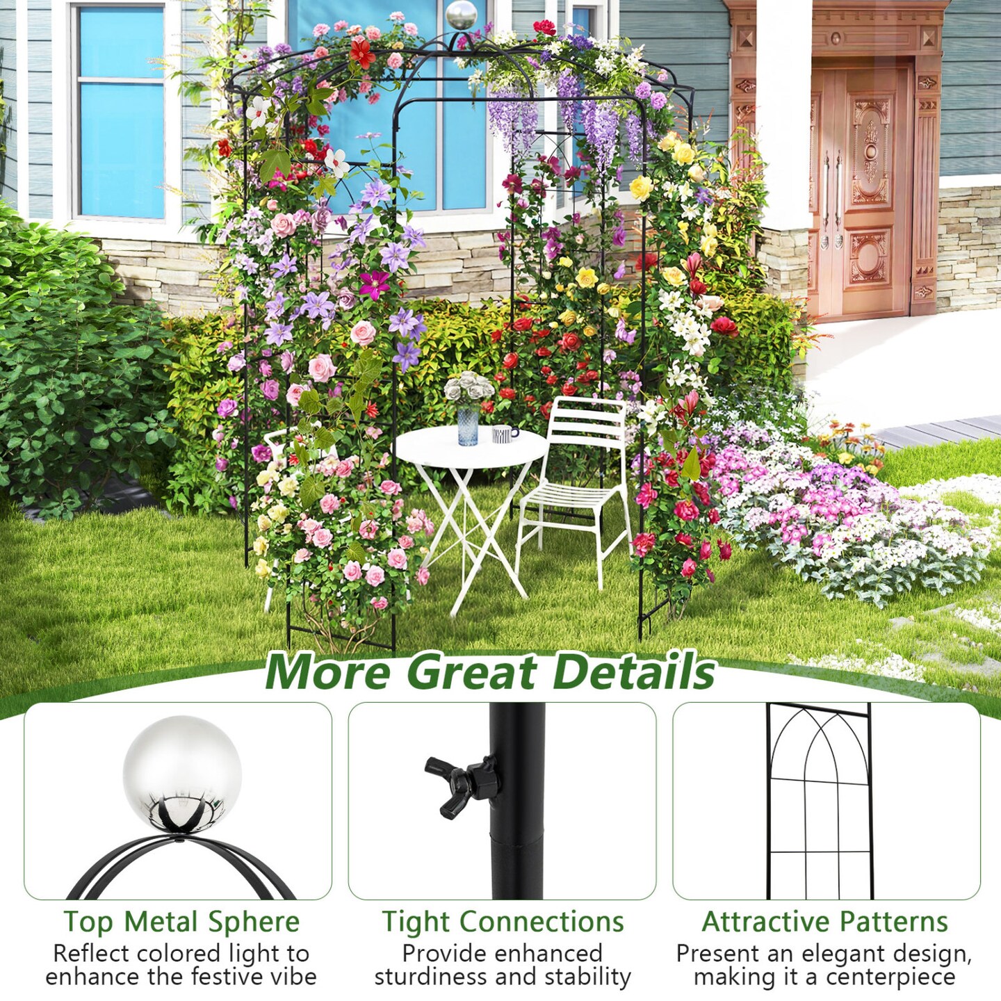 Birdcage Gazebo Arch for Climbing Plants, Wedding Ceremony Decor