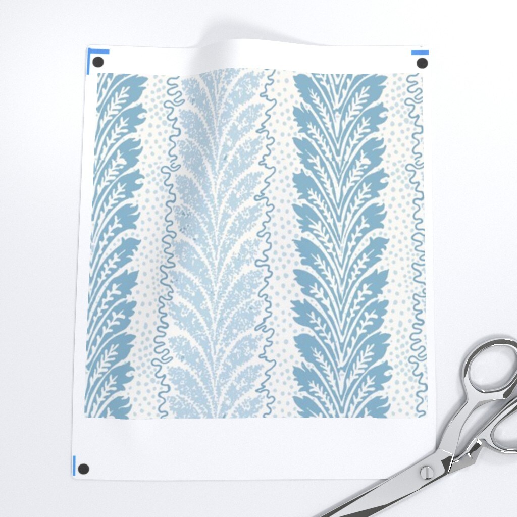 Traditional Classic Stripe Grandmillennial Feather Dots Lines Cottage Cottagecore Timeless Blue Monochromatic Sophisticated Coastal Farmhouse Custom Printed Fabric by Spoonflower Various Fabrics by the Yard or Fat Quarter