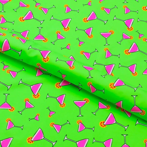 Martini Glass Printed Spandex Fabric