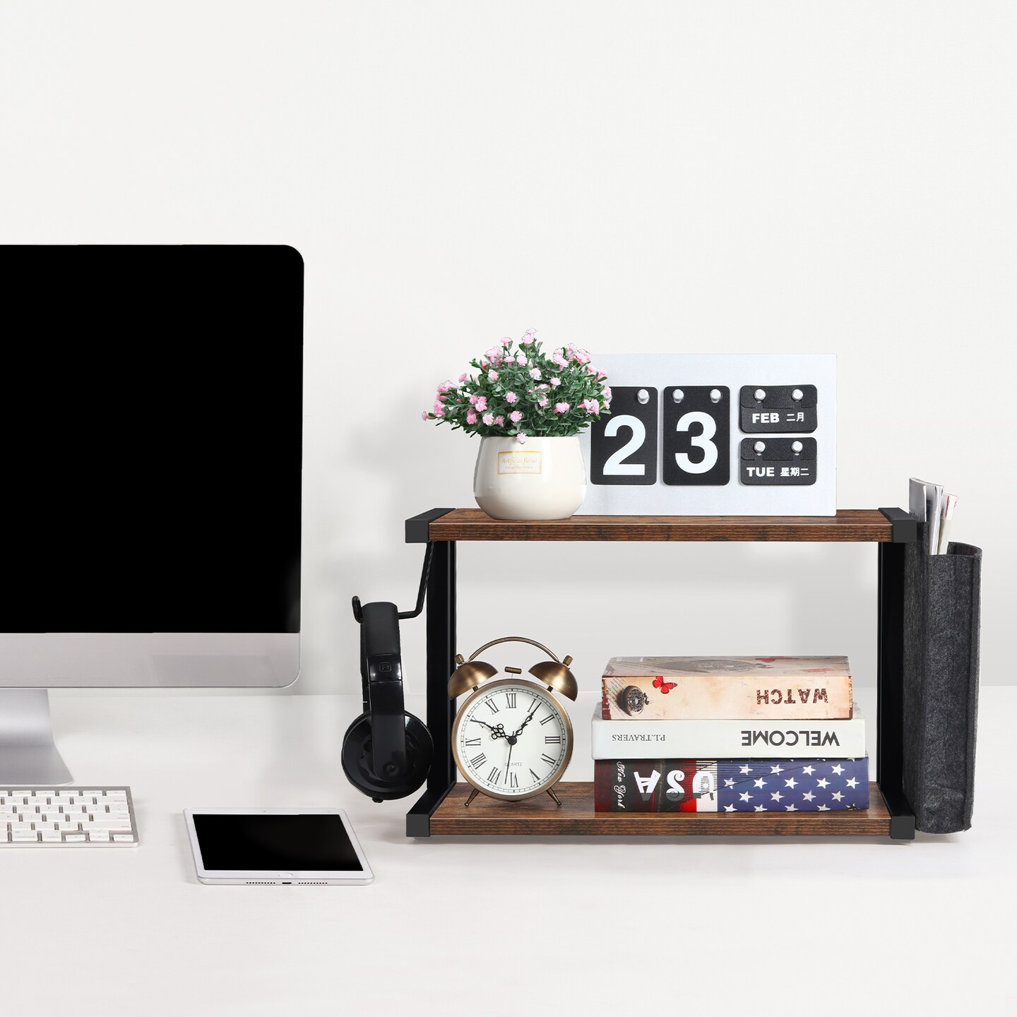 2-Tier Printer Stand Can Be Used As Desk Shelf Or under Desk Organizer