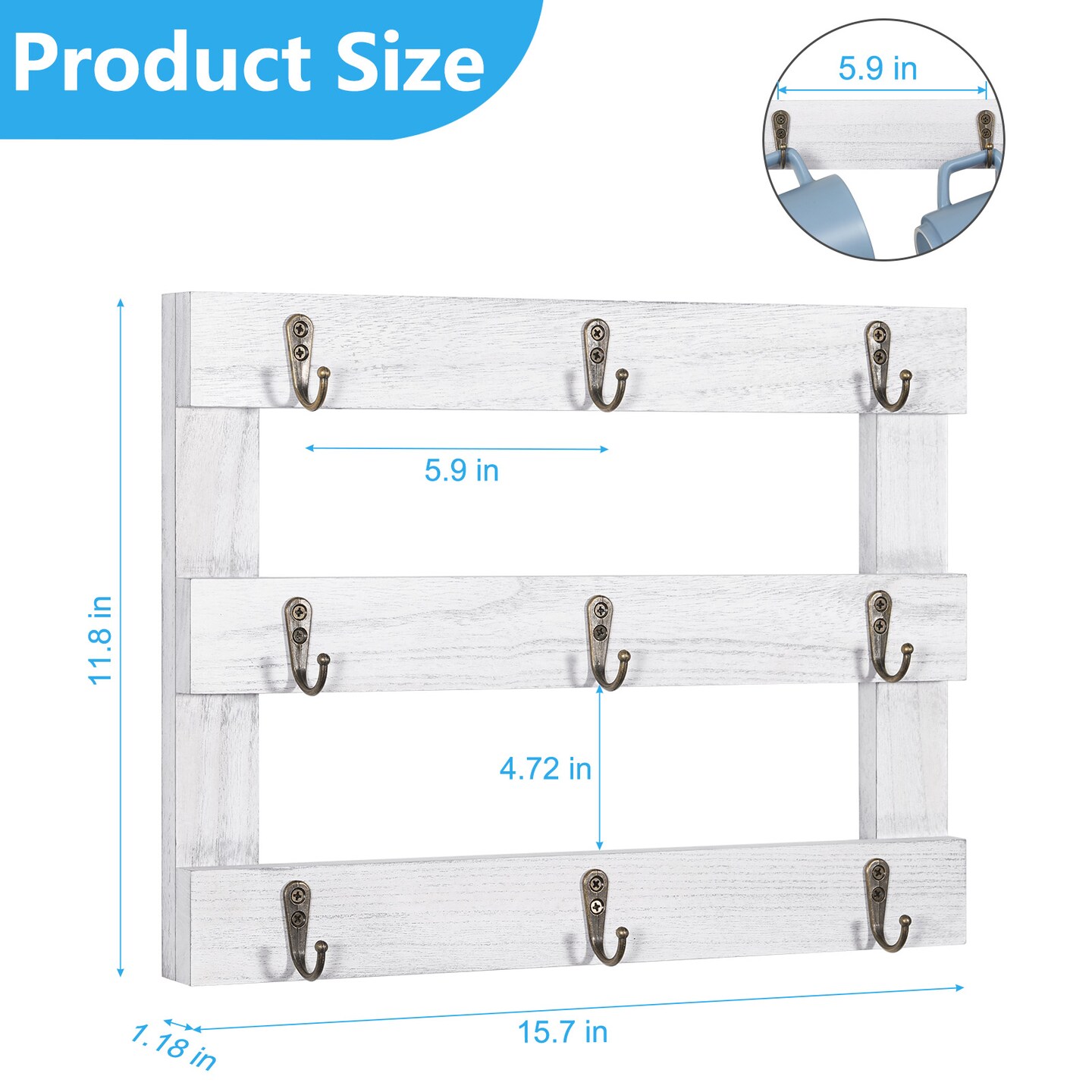 2pcs Three-Tier Wall-Mounted Cup Holder Ornament Organizer White