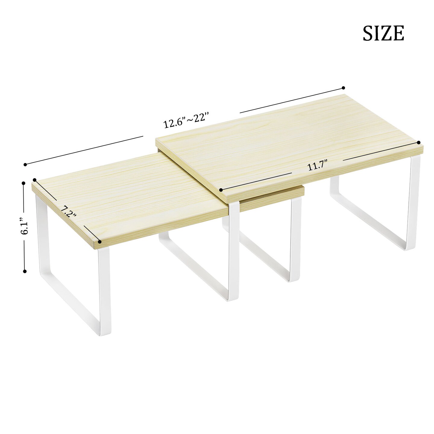 Cabinet Shelf Organizers, Kitchen Counter Shelf Set of 2,Bamboo Kitchen Pantry Organizer Storage Shelves