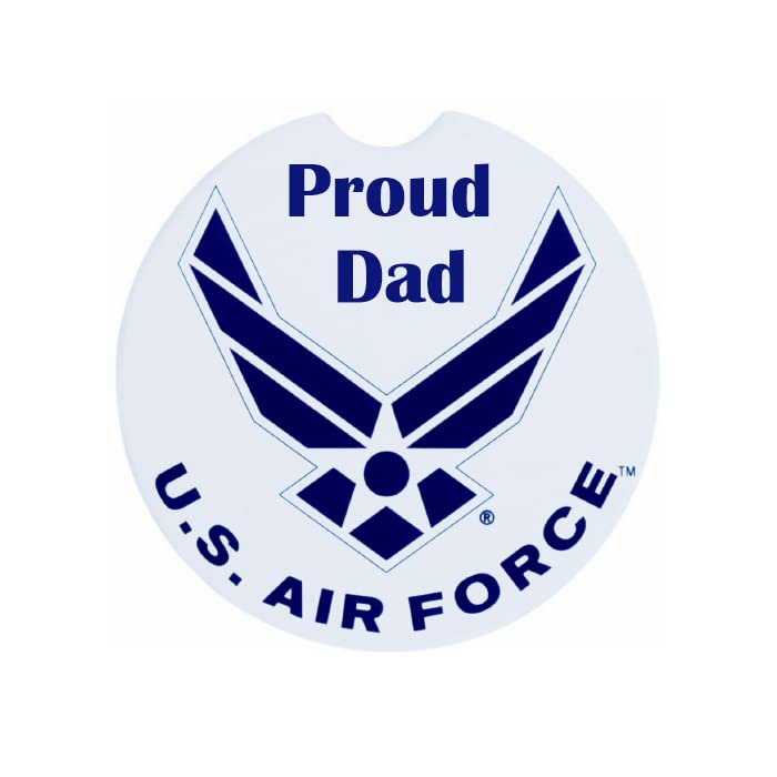 Air Force Proud Dad Ceramic Car Coaster Set 2.56&#x22; (2 Pack)
