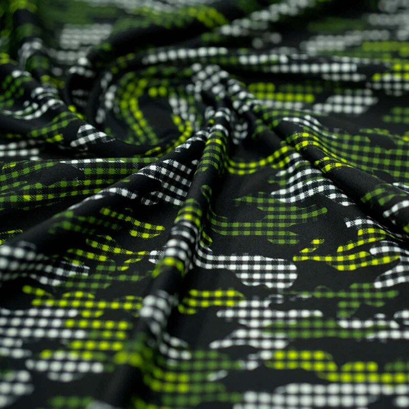 Camouflage Plaid Printed Spandex Fabric