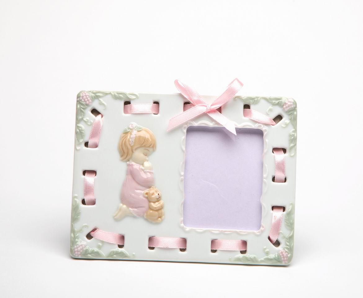 Ceramic Praying Girl Picture Frame, Religious D&#xE9;cor, Religious Gift, Church D&#xE9;cor, Church Gift, Baptism Gift