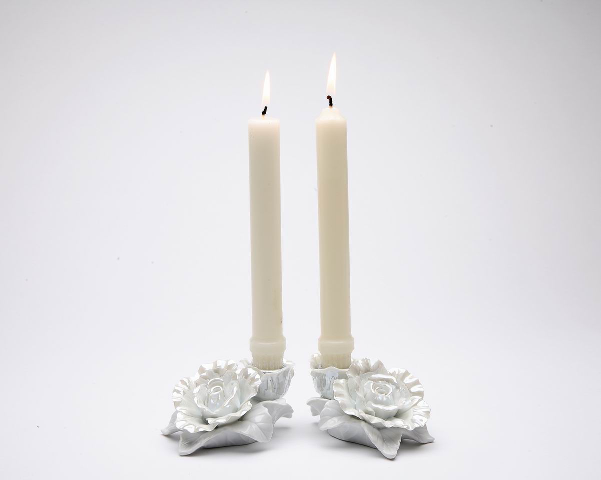 Ceramic White Rose Candle Holder-Set of 2, Wedding D&#xE9;cor or Gift, Anniversary D&#xE9;cor or Gift, Home D&#xE9;cor, Vanity Decor