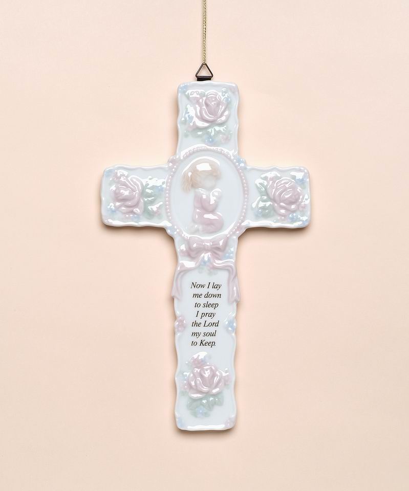Ceramic Cross with Praying Girl Wall Decor, Religious D&#xE9;cor, Religious Gift, Church D&#xE9;cor, Baptism Gift