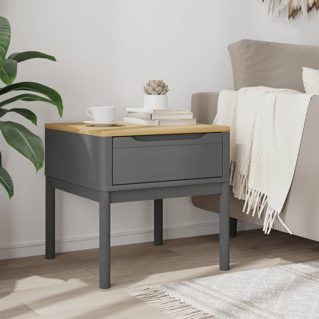 vidaXL Lamp Table Gray 21.7&#x22;x21.7&#x22;x21.3&#x22; Solid Wood Pine