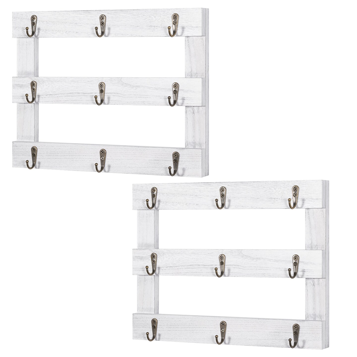 2pcs Three-Tier Wall-Mounted Cup Holder Ornament Organizer White
