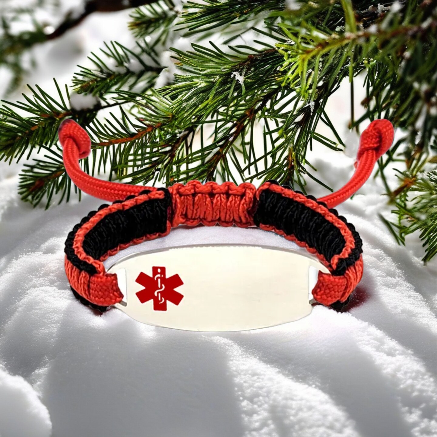 Micro Paracord Medical Alert Bracelet with Engraved Stainless Steel ID ...