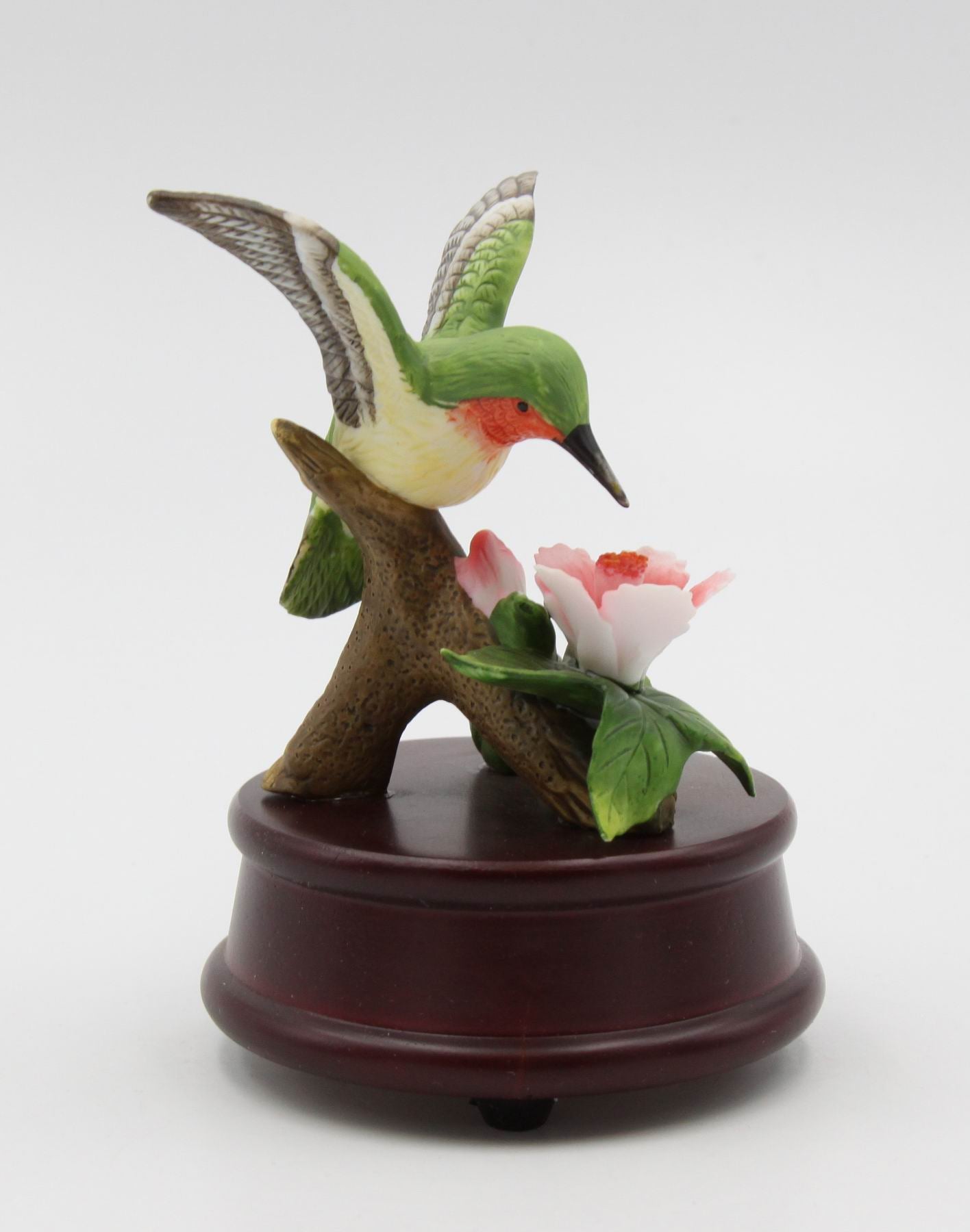 Ceramic Hummingbird Figurine on Wood Base, Home D&#xE9;cor, Gift for Her, Gift for Mom, Birdwatcher, Spring Decor
