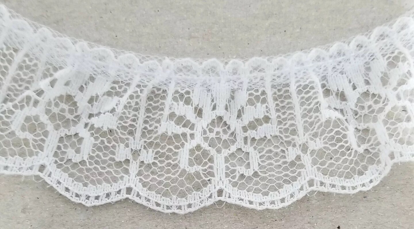 1&#x22; Ruffled Gathered Lace Trimming - 12 Continuous Yards! - Color Options!