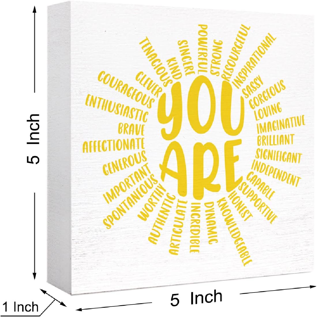 Inspirational Summer Tabletop Decor Wood Box Sign Motivational Quote Desk Décor for Home Office Bedroom Table Décor 5"X5"X1"