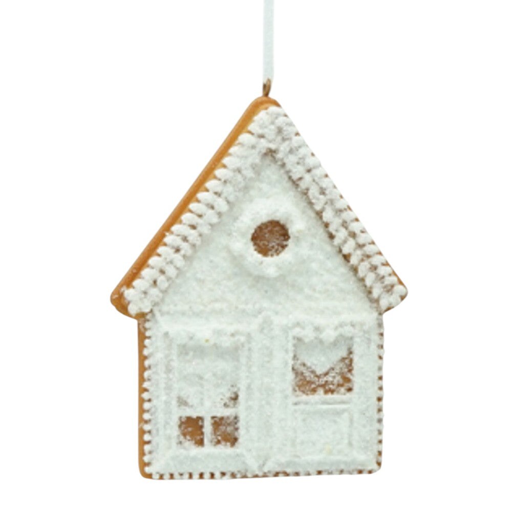 4&#x22; Frosted Gingerbread House Christmas Tree Ornament &#x2013; Iced Holiday Cookie Decoration